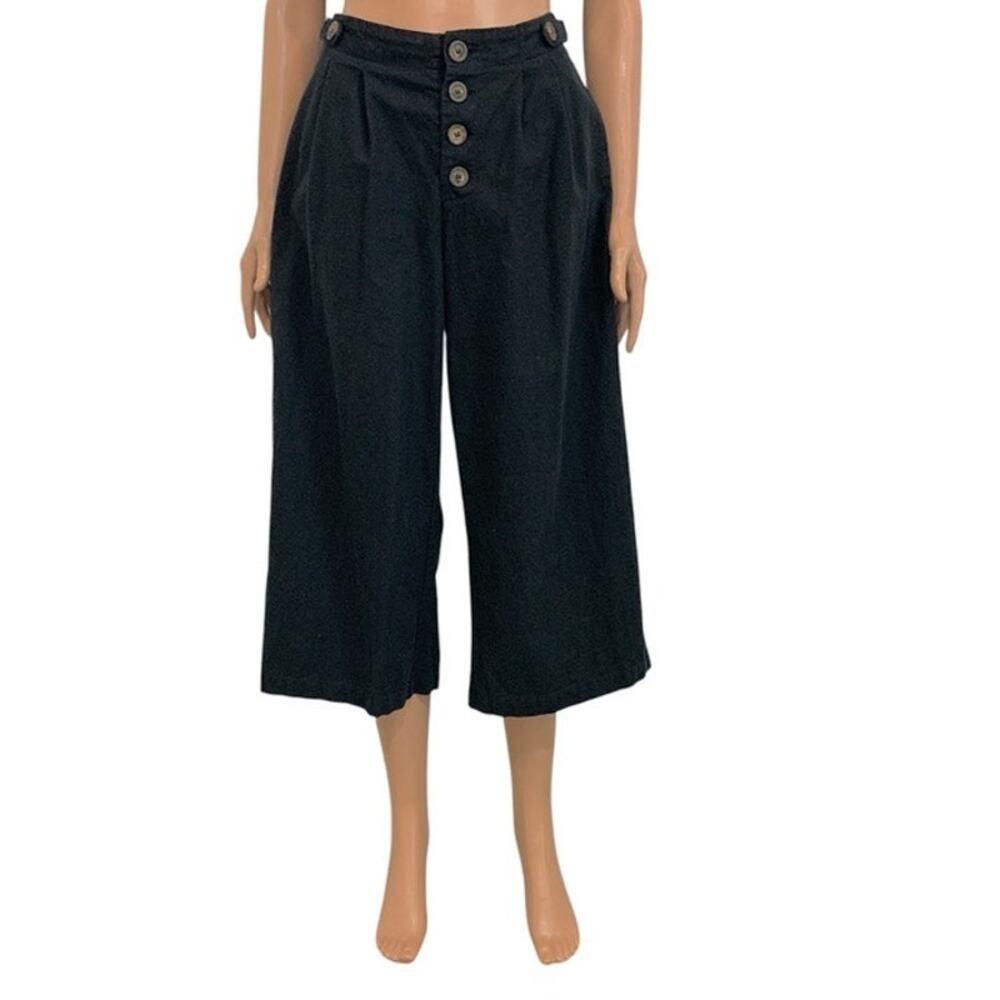 Greylin small Nana pleated linen cropped wide leg culottes P2 3401